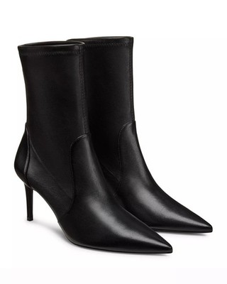 NEW $650 Stuart Weitzman Stuart 75 Stretch Bootie Nappa Leather Black 7.5 B