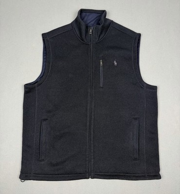 Polo Ralph Lauren Vest Mens XL Dark Blue Brushed Fleece Performance Full Zip