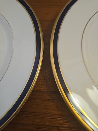2 Lenox Porcelain Dinner Plates - Federal Cobalt - 10 3/4" - Metallic Gold Blue - Picture 2 of 3