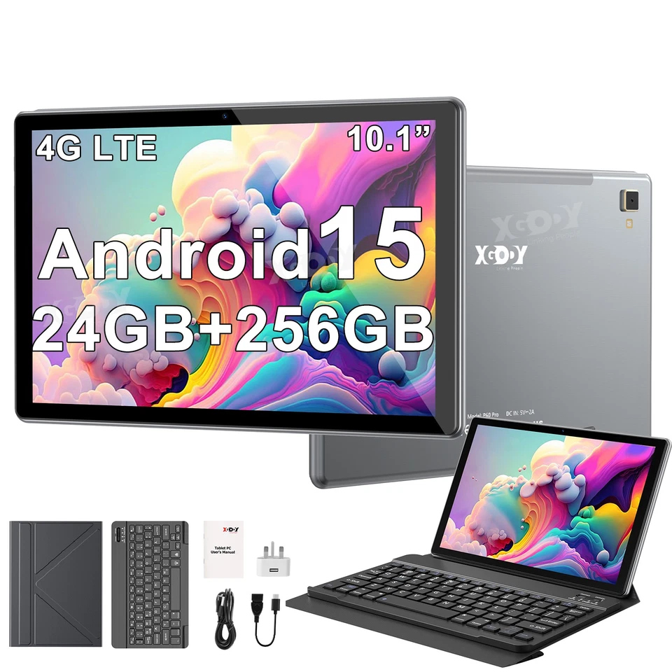XGODY 2025 Android 15 Tablet 256GB ROM (1TB TF) 10inch 5G WiFi 8000mah 4G Dual SIM New