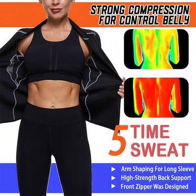 Traje de sauna para mujer Camiseta de manga larga Entrenamiento Pérdida de peso