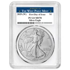 2025 (W) $1 1-oz American Silver Eagle PCGS MS70 FDOI West Point Label White