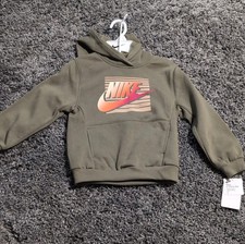 Set felpa e pantaloni Nike ragazzo oliva con cappuccio tema sportivo taglia 6-7 anni