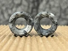 PAIR Black Labradorite Stone Double Flare Tunnels Plugs Gauges Body Jewelry