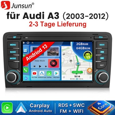 2+64GB Android 14 Für AUDI A3 8P 2003-2012 Autoradio Carplay GPS Navi WIFI BT FM