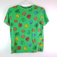 Super Mario Youth Boys Size L Green All Over Print Short Sleeve Graphic T-Shirt