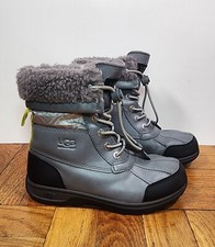 UGG Kids Butte II CWR Snow Boot Sz 2 Metal Grey Black 1112246K