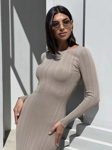 Women Spring Solid Maxi Long Sweater Dress Elegant Casual Fashion Pullover - Imagen 11 de 28