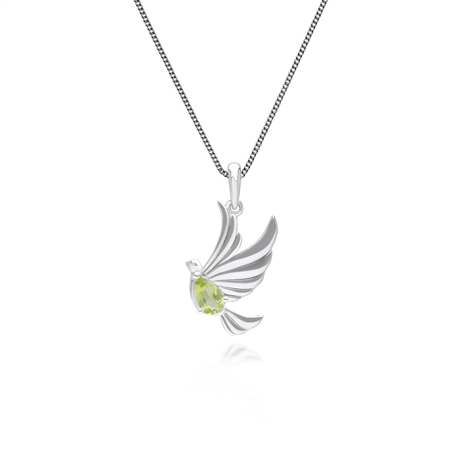ECFEW™ Creator Peridot Dove Pendant Necklace in Sterling Silver