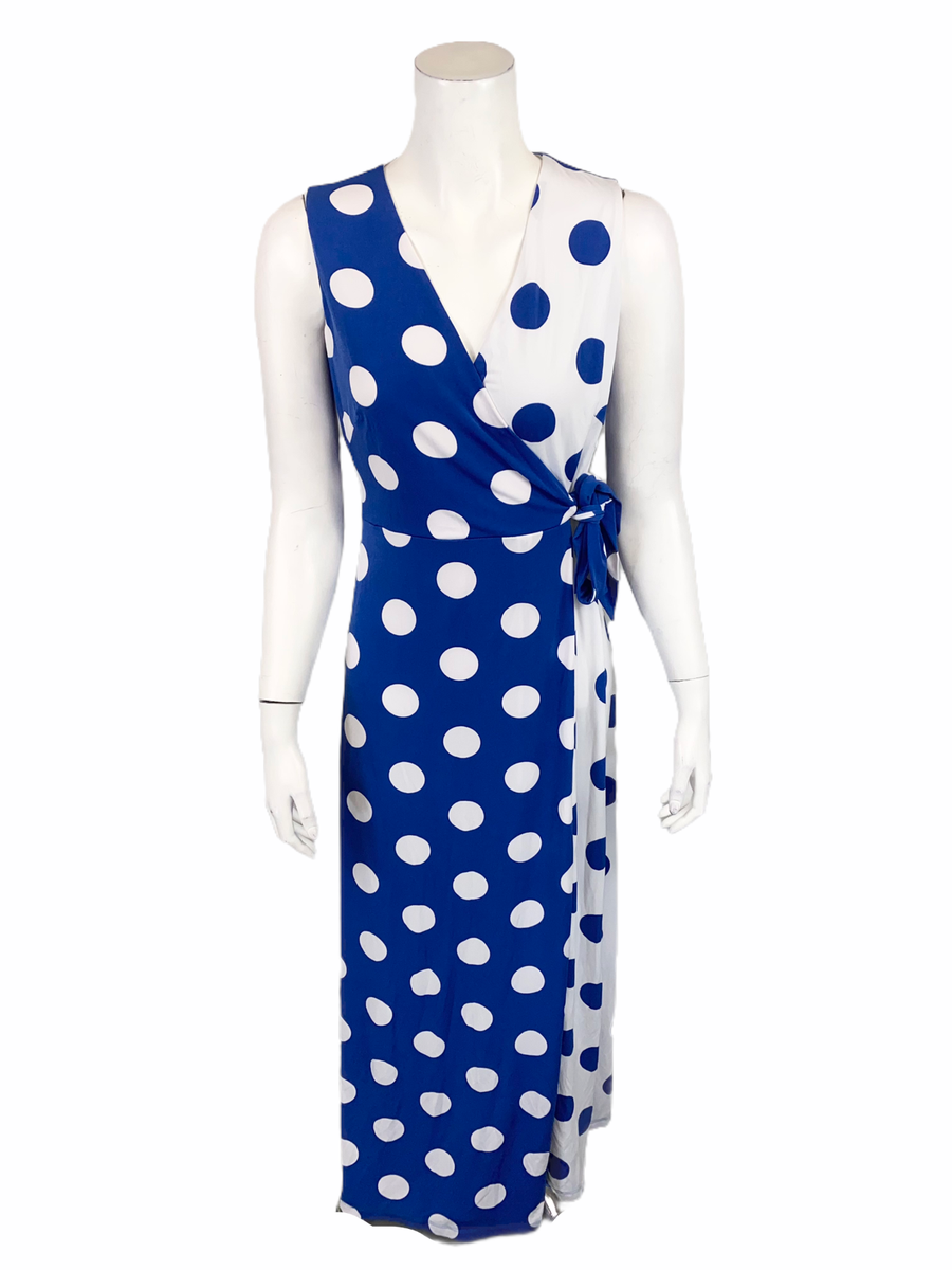 Susan Graver Regular Printed Liquid Knit Faux-Wrap Maxi Dress Blue XX-Small  Size