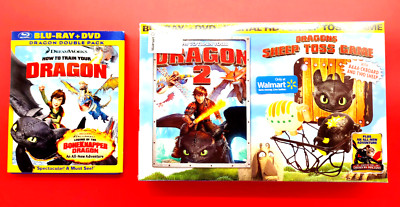 How to Train Your Dragon 1 & 2 Blu-ray Sheep Toss Game Bundle Lot