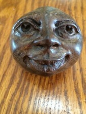 Vintage Hand Crafted Wooden Head Made In Zimbabwe. 7 1/2 Inches Around