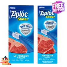 ✅ Ziploc Gallon Food Storage Freezer Slider Bags, Power Shield Tech | 20 & 40 ct