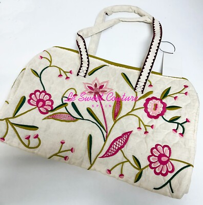 ZARA WOMAN NWT SS25 CONTRAST EMBROIDERY QUILTED BAG ECRU