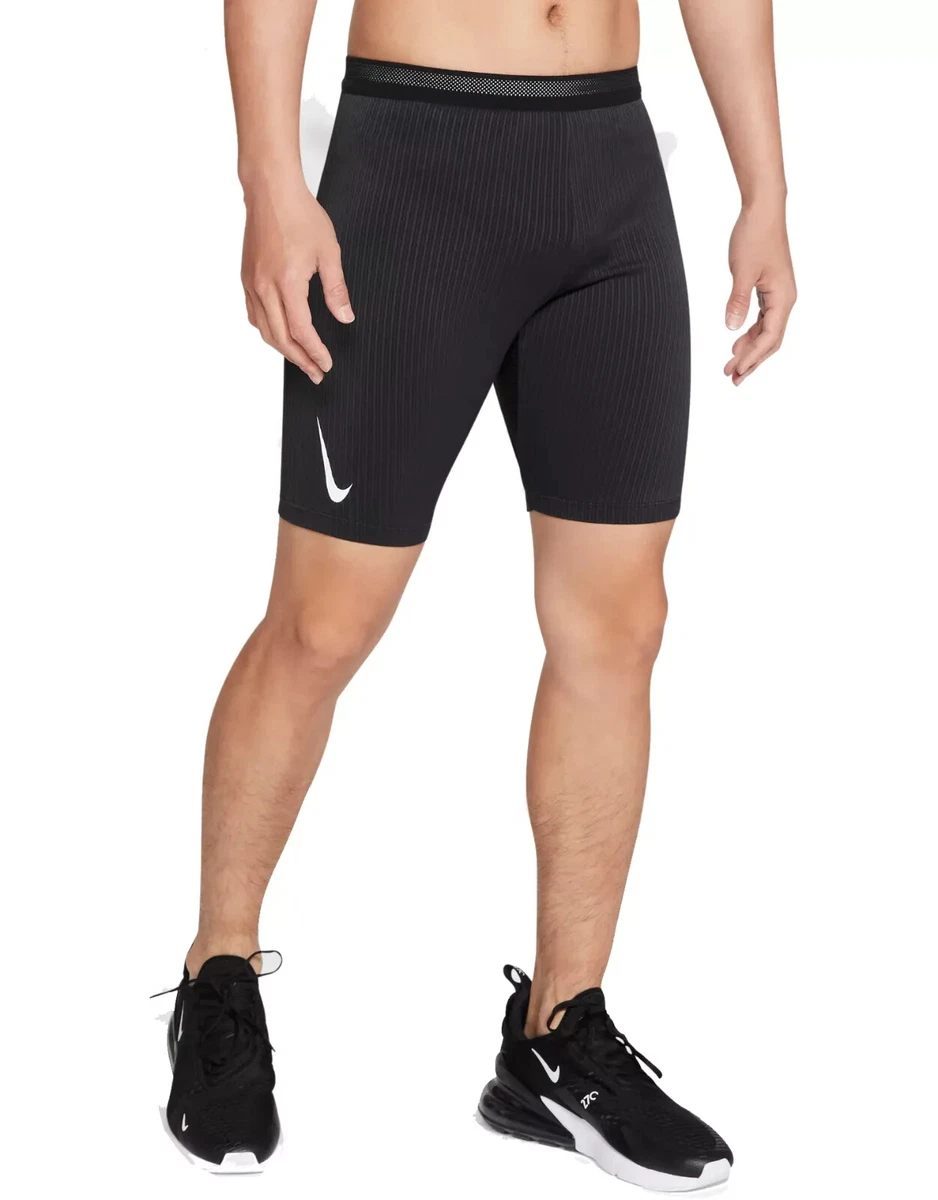 Mens XXL Nike AeroSwift 1/2 Length Running Racing Tights Shorts Black  DA1429-010