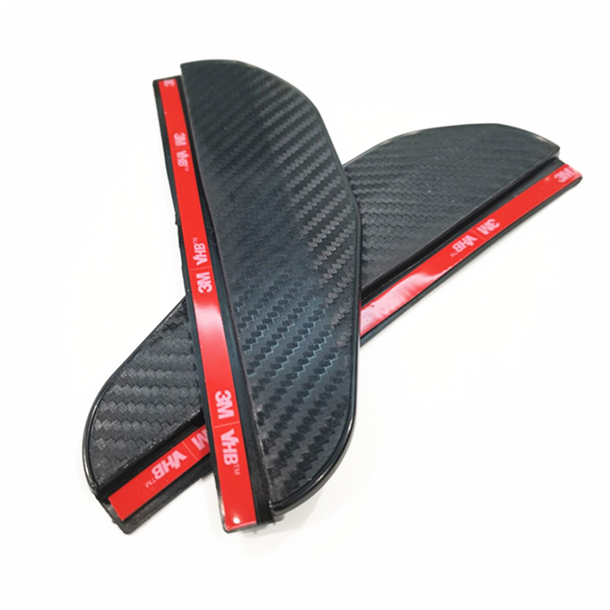 Vehicle Rearview Side Mirror Rain Visor Guard Carbon Fiber Black Decoration 2Pcs