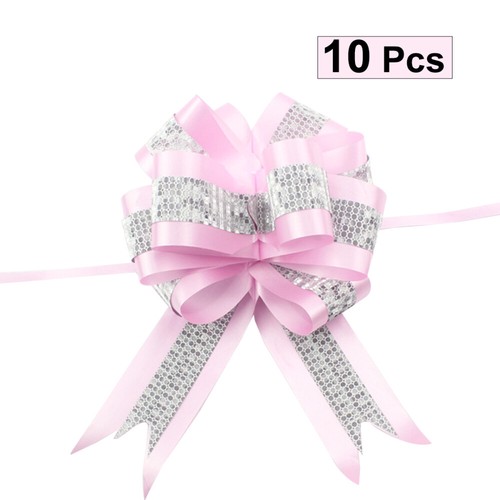 10 Pcs Organza Ribbon Pink Pull Bows Presents Chrismas Gift Decorative