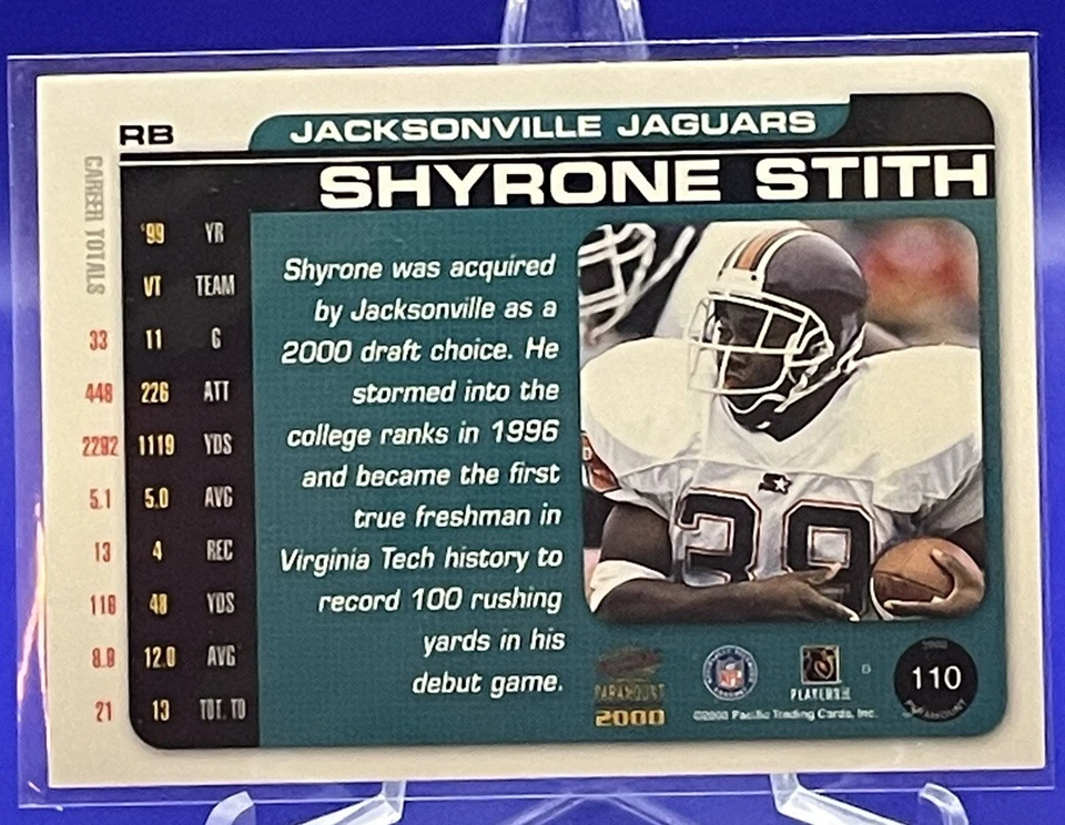 2000 Pacific Paramount Shyrone Stith / 325   #110  RC - Image 2 of 2