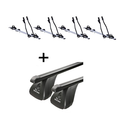 4x Fahrradträger SAGITTAR+Dachträger Original Stahl für Skoda Rapid 4Türer ab 13