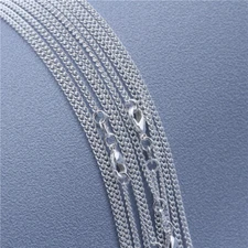 10 pcs 925 Silver 2mm Curb Flat Side Chain Necklace For Women's Fashion Jewelry
