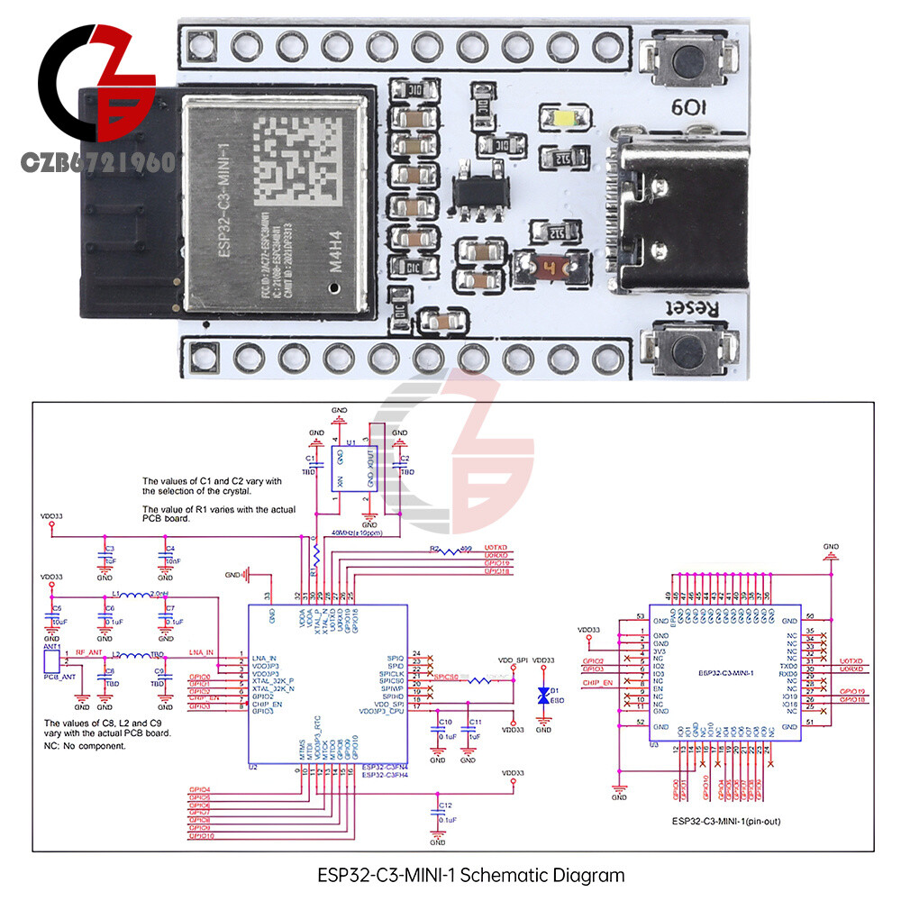 Scheda Di Sviluppo ESP32-C3 DollaTek - WiFi + Bluetooth 5.0 Con Modulo ESP32-C3-MINI-1 Per IoT