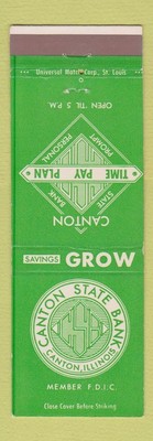 Matchbook Cover - Canton State Bank Canton IL