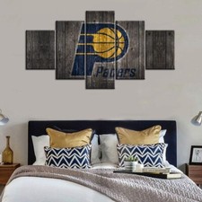 Indiana Pacers Logo NBA American Basketball Team 5 Piece Panel Canvas Wall Art