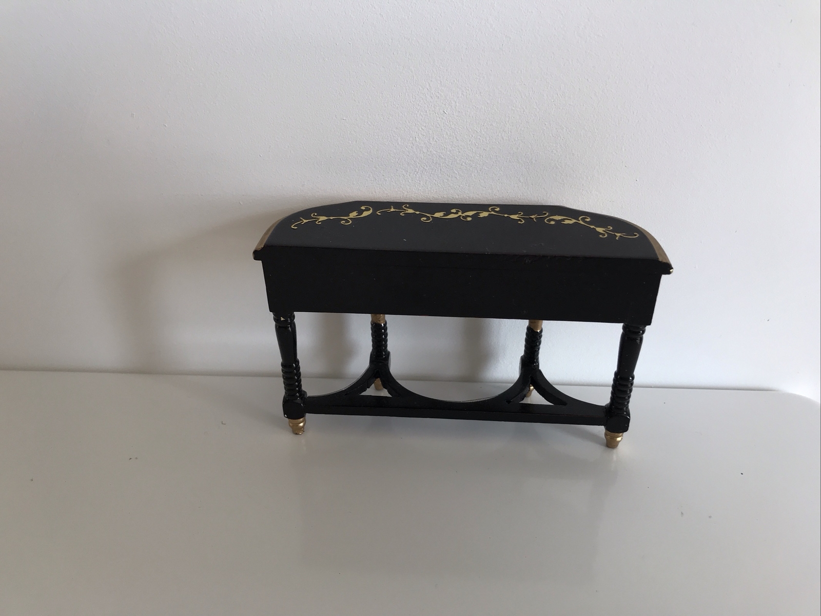 1/12th Scale Empire Style Black & Gold Dolls House Furniture X 3 Bespaq