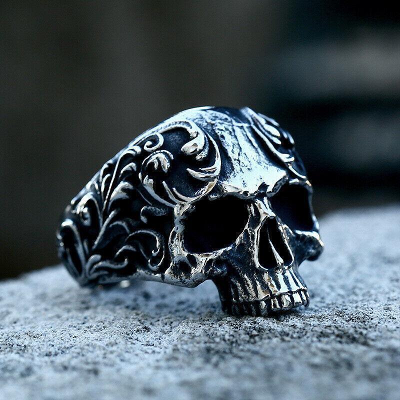 スカル　リング Totenkopf ring SAINTHERO Men's Vintage Stainless Steel Band Rings Gothic Devil