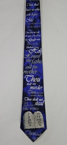 10 Gebote Herren Krawatte Religiös Christlich Blau Neck Tie - Bild 1 von 4