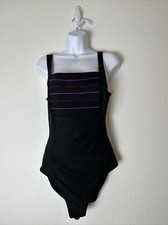 LONGITUDE Womens One Piece Bathing Suit Size 12 Talla Striped