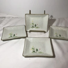 Cheese/Appetizer Plates, Flowers With Gold Trim Set of 4,***4.5”x 3.73”