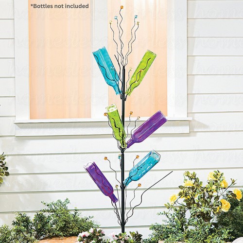 Unique Wine Bottle Holder Tree Metal Garden Stake Outdoor Yard Art Decor 45"H - Picture 5 of 6