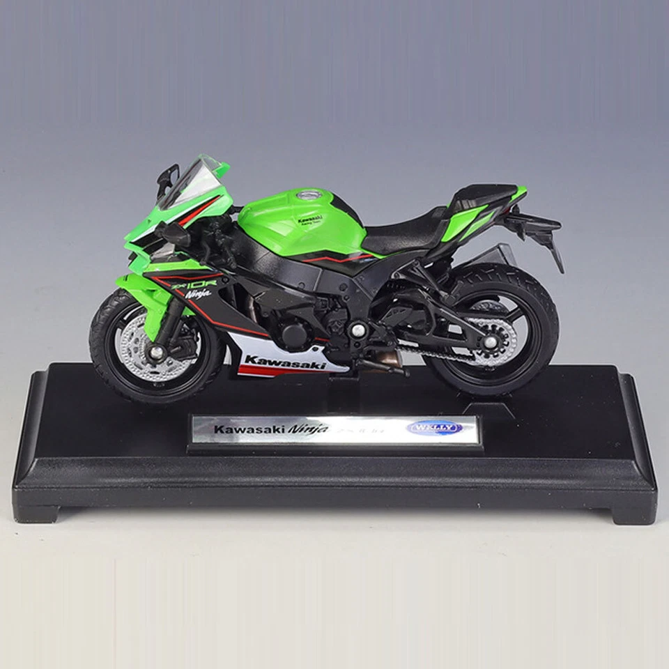 1:18 Kawasaki Ninja ZX-10R Motorcycle Model Diecast Motorbike Toy Vehicle Boys - Image 3 of 4