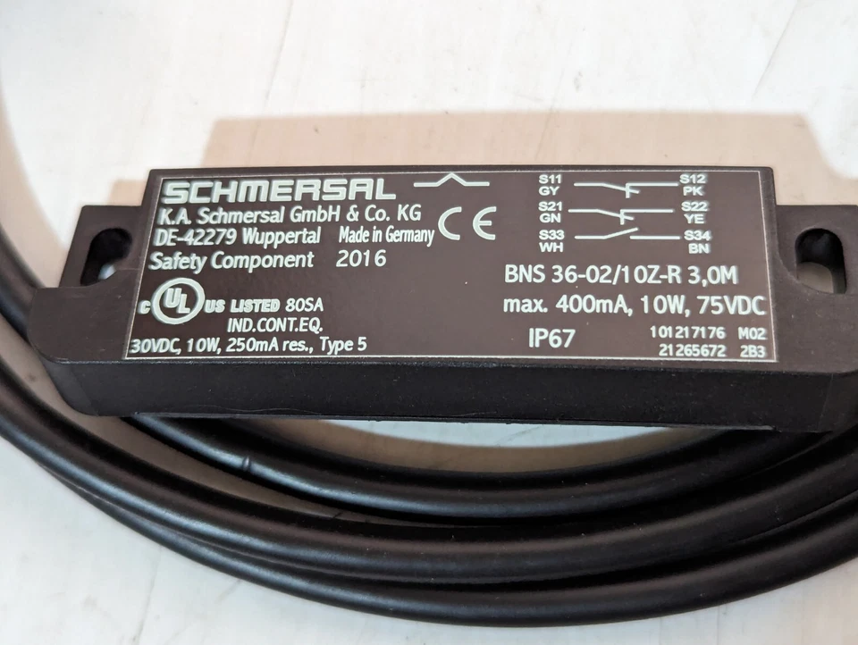 Schmersal - BNS 36-02/10Z-R 3,0M - Safety Sensor w/3M Cable - 30vdc, 10W, 250mA - Image 2 of 3