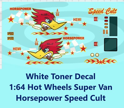 White Toner 1:64 Waterslide Decal Super Van Horsepower Speed Cult