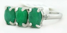 GENUINE 2.26 Cts EMERALDS RING .925 Sterling Silver - NWT - Made in USA