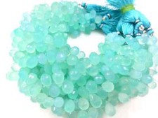 Aqua Chalcedony Faceted 6x9-7x11mm Teardrop Loose Beads 7"inch 1 Strand