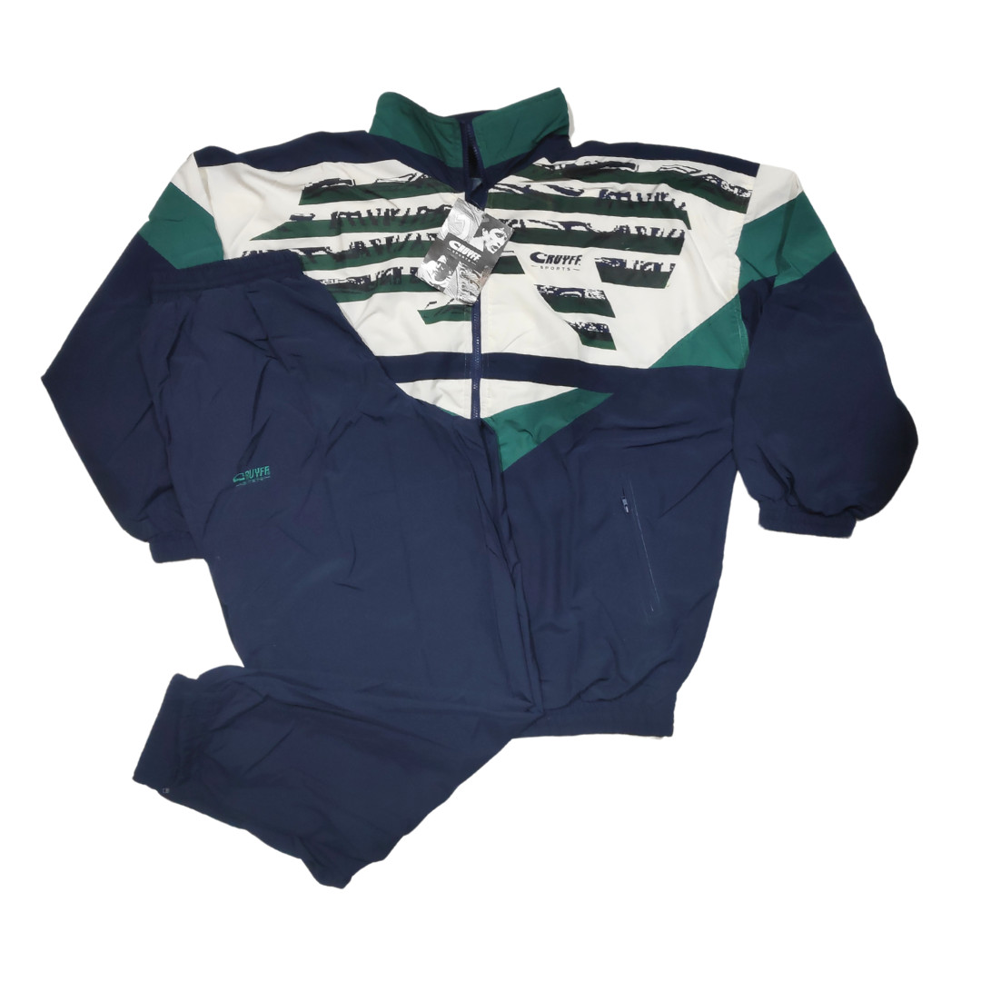 Cruyff Set Deportivo Chandal Años 90 Chaqueta Pantalón Talla XL Azul Nuevo w/tag
