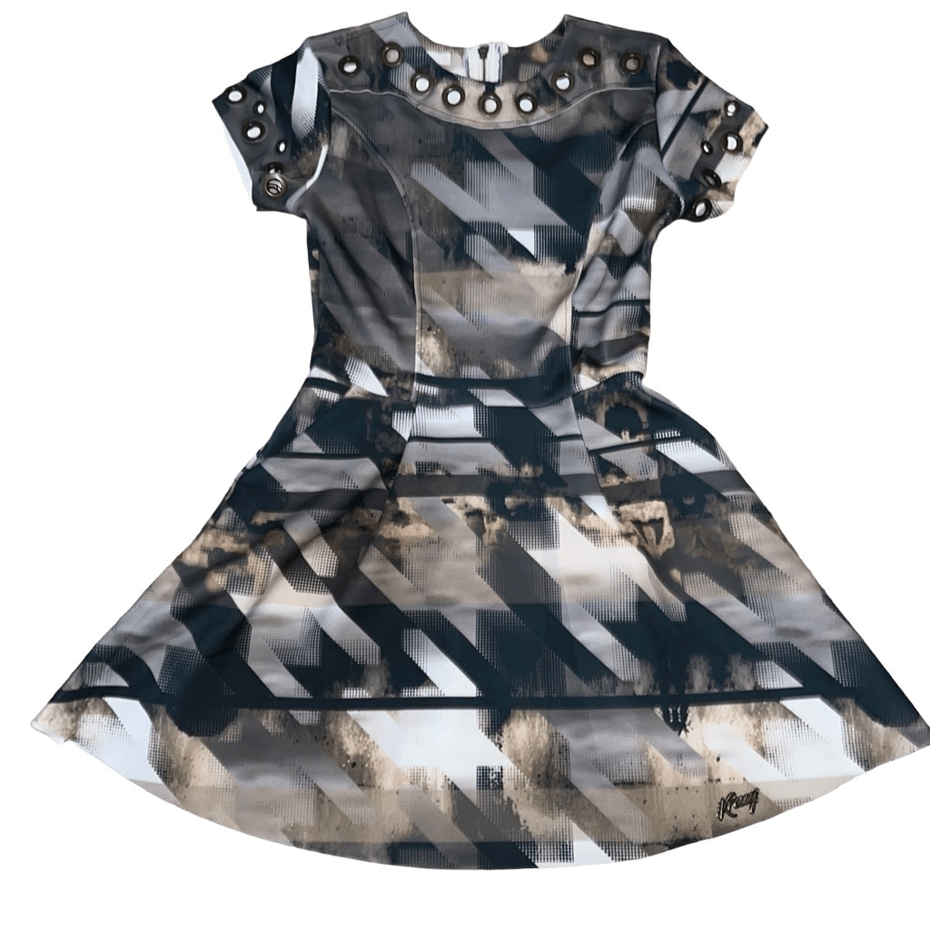 Krescy Ponte Scuba Knit Short Sleeve Fit and Flare Skater Dress sz 38 XS  X-Small