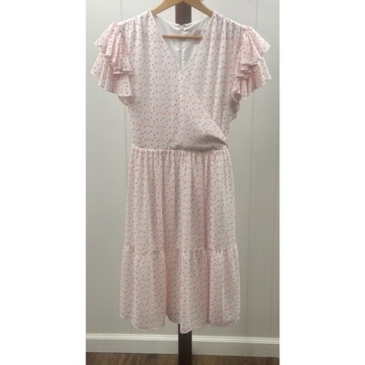 Rachel Parcell Tiered Polka Dot Ruffle Sleeve Dress Women's XL
