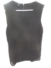 Talbots Womens Sleeveless Stretch Black Lace Rayon Top Shirt!  MEDIUM!