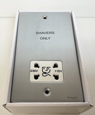 Image of SCHNEIDER  Ultimate Brushed Chrome Shaver Socket White Int GU7590WBC
