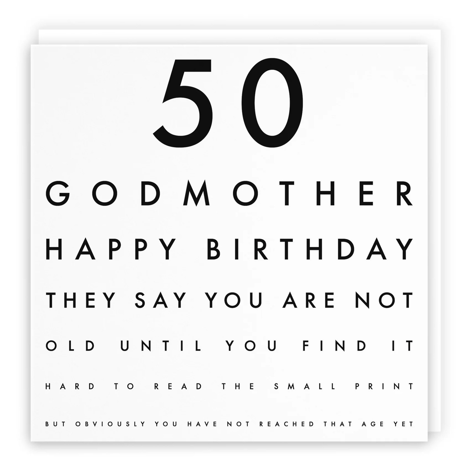 50th Godmother Funny Eye Sight Birthday Card Letters
