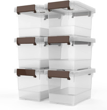Clear Storage Latch Box, 6 Pack Storage Organizer Bins with Latching Handle and