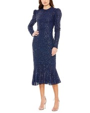 Mac Duggal Sequined High Neck Trumpet Dress Women's