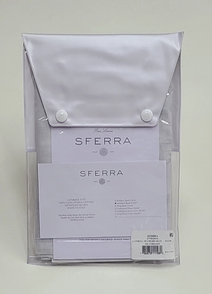 Sferra Laterina Standard Sham Серебристый Хлопок Сатин Жаккард Сделано в Италии - Изображение 2 из 4