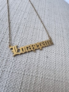 Authentic Gold plated cocktail Gothic Font Adjustable Necklace Women - White Lotus