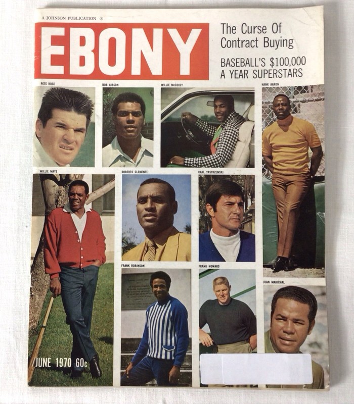 Vintage Ebony Magazine Baseball Superstars June 1970 Cover Rare Publication