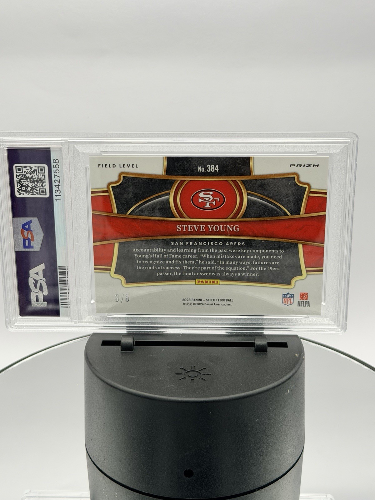 2023 Panini Select - Field Level Steve Young #384 Dragon Scale Prizm /5 PSA 10 view 4
